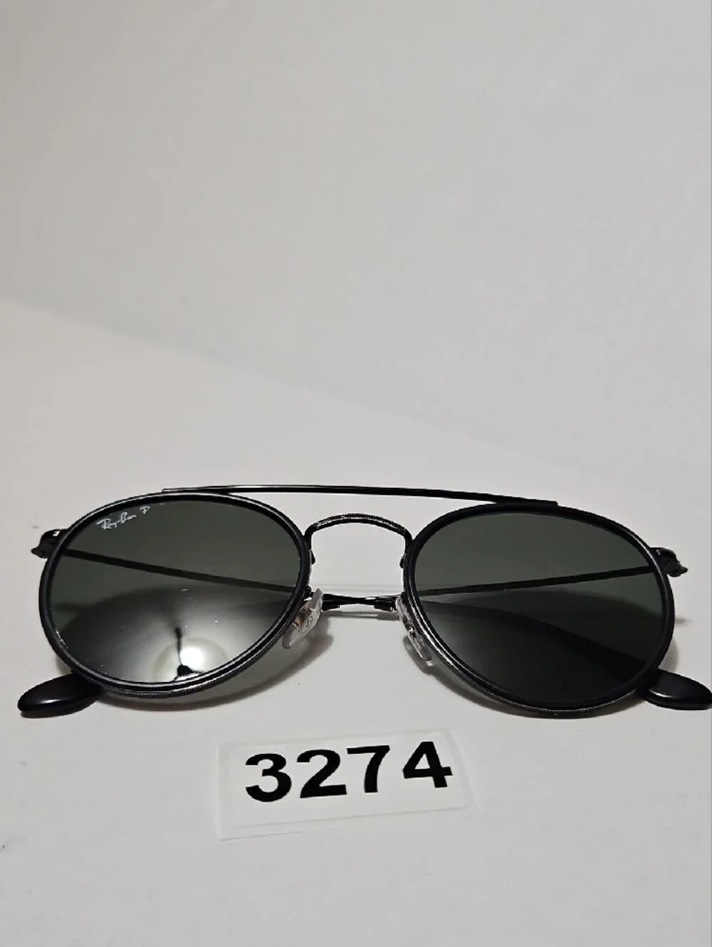 Ray-Ban RB3647 N 002/58 Black Round Frame Sunglasses with Green Lenses 51 22 145